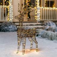 🦌 joiedomi 3ft rattan christmas reindeer buck with 80 led warm white yard lights - perfect for outdoor yard garden decorations, christmas events, and christmas eve night decor логотип