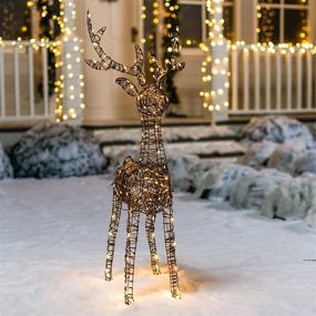 img 1 attached to 🦌 Joiedomi 3ft Rattan Christmas Reindeer Buck with 80 LED Warm White Yard Lights - Perfect for Outdoor Yard Garden Decorations, Christmas Events, and Christmas Eve Night Decor