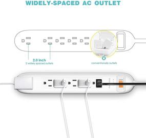 img 3 attached to Глобалмэни 6-розеточная многоразовая защита от перенапряжения, 2 штуки - защита от перегрузки, широко размещенные розетки, 6-футовые удлинительные шнуры, выключатель питания, 15 А, 1875 Вт, белый