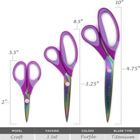 img 3 attached to Softgrip Titanium Scissors Set for Sewing, Arts, Crafts, Office - Jubilee Yarn - Purple (1 Set of 3)