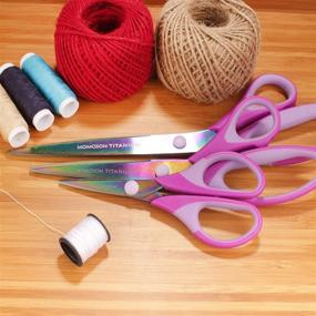 img 1 attached to Softgrip Titanium Scissors Set for Sewing, Arts, Crafts, Office - Jubilee Yarn - Purple (1 Set of 3)