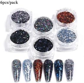 img 3 attached to 💅 Eseres 6 Box Holographic Nail Glitter Set with Metallic Silver Shining Flakes for Nail Art Decoration