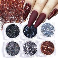 💅 eseres 6 box holographic nail glitter set with metallic silver shining flakes for nail art decoration logo