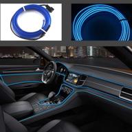 abaldi el wire rope lights 3m/9ft, 12v dc neon interior car lights - glowing strobing electroluminescent light for car safety and atmosphere, blue logo