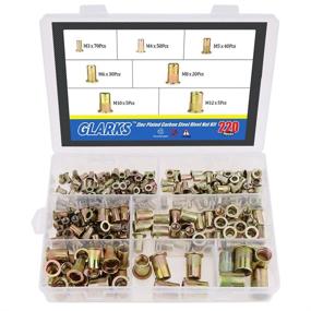 img 4 attached to 🔩 Glarks 220-Piece Zinc Plated Carbon Steel Rivet Nut Kit: Threaded Insert Nutsert for M3/M4/M5/M6/M8/M10/M12 - High-Quality Mixed Sizes