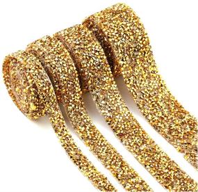 img 4 attached to 💎 Dazzling 3-Yard Rhinestone Ribbon Roll: Sparkling Hotfix Rhinestones Mesh Wrap for Wedding Party Decorations (Gold, 1.0CM / 0.39inch Width)