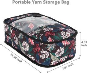 img 2 attached to 🧶 PACMAXI Yarn Storage Knitting Organizer Carrying Bag - Lightweight & Portable Yarn Holder with Holes for Cotton Yarns, Knitting Needles (Flower Design on Black Background)