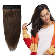 premium 7a grade remy clip in human hair extensions - 100% natural hair, 16-22 inch length, soft silky straight, 3/4 full head, 1 piece with 5 clips, long thick, beautifully crafted for women's beauty, 20 inch, 95g, medium brown (#4) logo