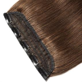 img 2 attached to Premium 7A Grade Remy Clip in Human Hair Extensions - 100% Natural Hair, 16-22 inch Length, Soft Silky Straight, 3/4 Full Head, 1 Piece with 5 Clips, Long Thick, Beautifully crafted for Women's Beauty, 20 inch, 95g, Medium Brown (#4)