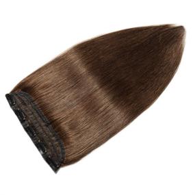 img 3 attached to Premium 7A Grade Remy Clip in Human Hair Extensions - 100% Natural Hair, 16-22 inch Length, Soft Silky Straight, 3/4 Full Head, 1 Piece with 5 Clips, Long Thick, Beautifully crafted for Women's Beauty, 20 inch, 95g, Medium Brown (#4)