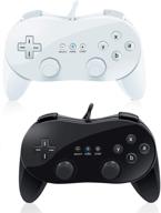 🎮 voyee classic controller 2 pack - wired pro controllers for wii console, compatible with nintendo wii - black/white logo