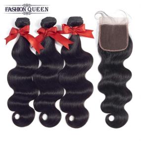 img 3 attached to Fashion Bundles Closure Brazilian Unprocessed Hair Care and Hair Extensions, Wigs & Accessories