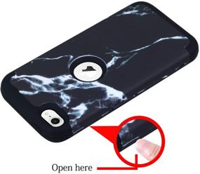 img 3 attached to 📱 KZONO iPod Touch 5/6 Case - Heavy Duty High Impact Armor Cover, Black Marble Design