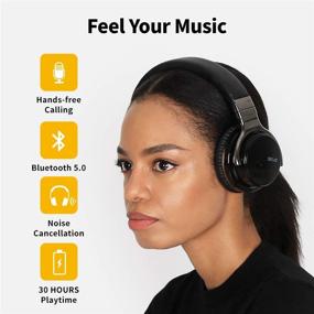 img 3 attached to 🎧 SEVIZ 10 Wireless Bluetooth Headphones - 30 Hours Battery Life - Superior Sound Quality - Powerful Bass - Noise Cancelling - Comfortable Ear-Friendly Earpads - Foldable Design - Built-in Microphone - Stereo Headphones - Black