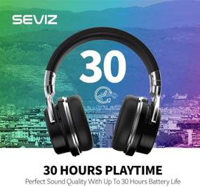 img 1 attached to 🎧 SEVIZ 10 Wireless Bluetooth Headphones - 30 Hours Battery Life - Superior Sound Quality - Powerful Bass - Noise Cancelling - Comfortable Ear-Friendly Earpads - Foldable Design - Built-in Microphone - Stereo Headphones - Black