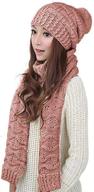 stay stylish and cozy with hanerdun women's fashion winter knit hat and scarf set logo