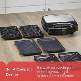 img 3 attached to 🥪 Black+Decker WM2000SD 3-in-1 Waffle Grill & Sandwich Maker - Compact Design, Black/Silver