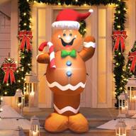 🏻 majalis 5ft gingerbread man inflatable decorations with built-in leds - cute blow up gingerbread man outdoor yard decoration for christmas party, holiday, xmas - indoor/outdoor garden lawn - includes candy canes logo