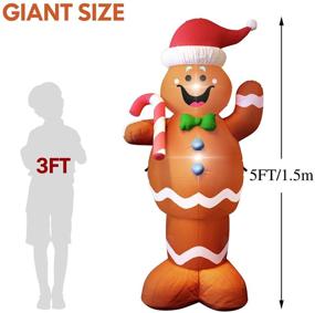 img 3 attached to 🏻 MAJALiS 5Ft Gingerbread Man Inflatable Decorations with Built-in LEDs - Cute Blow Up Gingerbread Man Outdoor Yard Decoration for Christmas Party, Holiday, Xmas - Indoor/Outdoor Garden Lawn - Includes Candy Canes