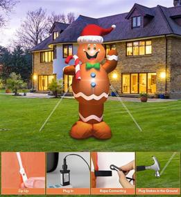 img 1 attached to 🏻 MAJALiS 5Ft Gingerbread Man Inflatable Decorations with Built-in LEDs - Cute Blow Up Gingerbread Man Outdoor Yard Decoration for Christmas Party, Holiday, Xmas - Indoor/Outdoor Garden Lawn - Includes Candy Canes