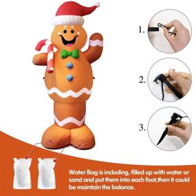 img 2 attached to 🏻 MAJALiS 5Ft Gingerbread Man Inflatable Decorations with Built-in LEDs - Cute Blow Up Gingerbread Man Outdoor Yard Decoration for Christmas Party, Holiday, Xmas - Indoor/Outdoor Garden Lawn - Includes Candy Canes