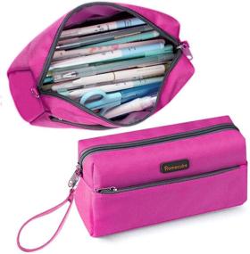 img 4 attached to 🏠 Red Homecube Pencil Case & Cosmetic Bag: Student Stationery Pouch for Girls, Boys, Women, and Men - Office Storage Organizer