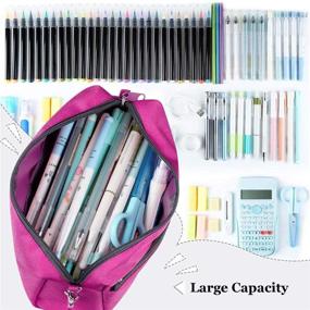 img 3 attached to 🏠 Red Homecube Pencil Case & Cosmetic Bag: Student Stationery Pouch for Girls, Boys, Women, and Men - Office Storage Organizer