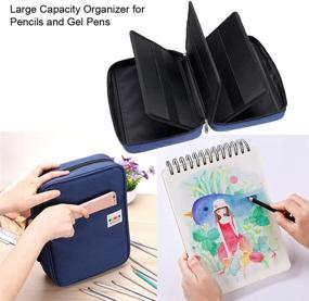 img 2 attached to 🖍️ BTSKY Colored Pencil Case with 220 Slots - Portable Pen Pencil Bag Organizer, Multilayer Holder for Prismacolor Crayola Colored Pencils & Gel Pen in Dark Blue