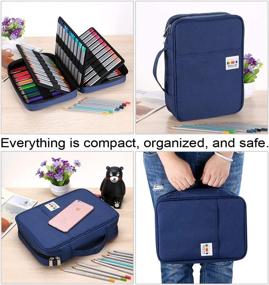 img 1 attached to 🖍️ BTSKY Colored Pencil Case with 220 Slots - Portable Pen Pencil Bag Organizer, Multilayer Holder for Prismacolor Crayola Colored Pencils & Gel Pen in Dark Blue