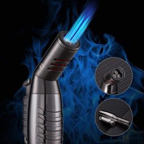 img 3 attached to 🔥 3 Flame Nozzle Jet Torch Cigar Lighter - Adjustable Butane Refillable Cigarette Lighter