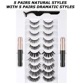 img 3 attached to 👁️ Cuckoo Magnetic Eyelashes and Eyeliner Kit - 3D Reusable False Magnetic Eyelashes for Natural Look - Set of 10 Pairs Magnetic Eyelashes with 2 Tubes of Magnetic Eyeliner - Complete False Eye Lash Kit