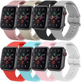 img 4 attached to 📱 Upgrade Your Apple Watch with the [8 PACK] Bands Compatible with 44mm/42mm/40mm/38mm Sizes - Stylish Replacement Straps with Classic Buckle for Women and Men, for iWatch Series SE 6 5 4 3 2 1