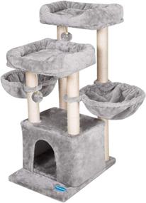 img 4 attached to 🐱 Premium Multi-Level Cat Tree Condo Furniture featuring Sisal-Covered Scratching Posts for Kittens, Cats, and Pets - Hey-Brother