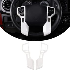 img 4 attached to Car ABS Steering Wheel Moulding Chrome Cover Trims Stickers Fit For Toyota Tacoma 2014 2015 2016 2017 2018 2019 2020 2021 Tundra Sequoia 2018-2019 Accessories (White