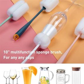 img 2 attached to 🧼 Holikme 5 Pack Bottle Brush Cleaning Set | Long Handle Brushes for Washing Narrow Neck Beer Bottles, Wine Decanter, Cups, Pipes, Hydro Flask Tumbler, Sinks | Cup Covers Included | Pink