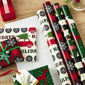 img 3 attached to 🎁 Traditional Image Arts Holiday Wrapping Paper with Convenient Cut Lines on Reverse - Pack of 4, 120 sq. ft. total