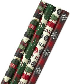 img 4 attached to 🎁 Traditional Image Arts Holiday Wrapping Paper with Convenient Cut Lines on Reverse - Pack of 4, 120 sq. ft. total