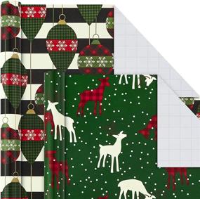 img 1 attached to 🎁 Traditional Image Arts Holiday Wrapping Paper with Convenient Cut Lines on Reverse - Pack of 4, 120 sq. ft. total