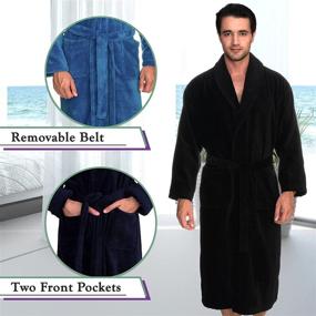 img 2 attached to 🛁 TowelSelections Men's Cotton Bathrobe X Large - Charcoal Sleep & Lounge Apparel