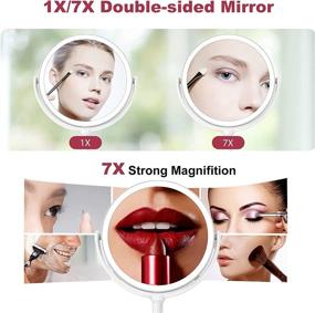 img 2 attached to 💄 Enhanced Makeup Mirror: 3 Color Lighted, 1X/7X Magnifying, 60 LED Lights, Rechargeable, Adjustable Brightness, 360° Rotation - Perfect Women's Gift