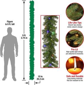 img 2 attached to 🎄 National Tree Company 9ft Pre-Lit Green Christmas Garland with Evergreen Foliage and Multicolor Lights – Festive Plug-In Christmas Collection