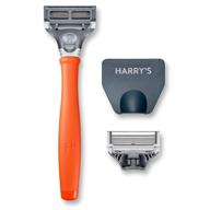 🍊 harry's 2x razor (bright orange) - improved 5-blade cartridges logo