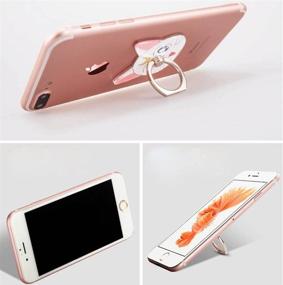 img 1 attached to 🌙 ZOEAST(TM) Phone Ring Grip Moon Girl Black White Cat Luna: 360° Adjustable Universal Holder for iPhone 12, Samsung, iPad – White Moon Cat Design