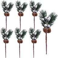 cooraby 12-piece silver christmas berry stems and pine cones: stunning artificial pine branches with silver holly spray - perfect winter decoration for christmas crafts, diy projects and party décor logo