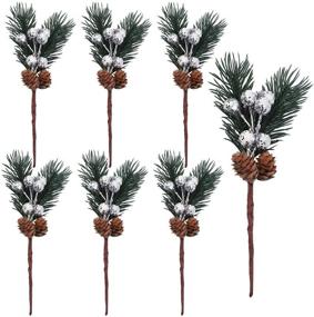 img 4 attached to Cooraby 12-Piece Silver Christmas Berry Stems and Pine Cones: Stunning Artificial Pine Branches with Silver Holly Spray - Perfect Winter Decoration for Christmas Crafts, DIY Projects and Party Décor