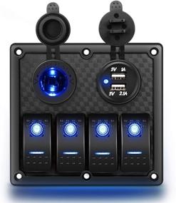 img 4 attached to ⚡ Nilight 90107D: Waterproof 4 Gang Rocker Switch Panel with USB Charger, Power Socket, and Fuse – Ideal for Car, RV, Trucks; 2-Year Warranty