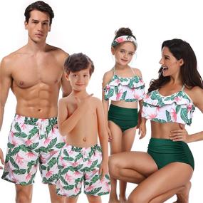 img 1 attached to Matching Swimwear Sets: PURFEEL Family Swimsuit with Boys' Clothing and Swim Options