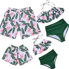 img 4 attached to Matching Swimwear Sets: PURFEEL Family Swimsuit with Boys' Clothing and Swim Options
