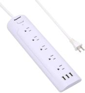 🔌 muyumoon 2 prong power strip surge protector with 3 usb ports & 5 outlets - ideal for old house home office handys - 6.6ft extension cord included logo