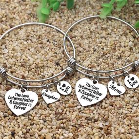 img 1 attached to 💖 Stainless Steel Mother-Daughter Bangle: Adjustable Heart Charm Bracelet – Perfect Jewelry Gift for Mom!